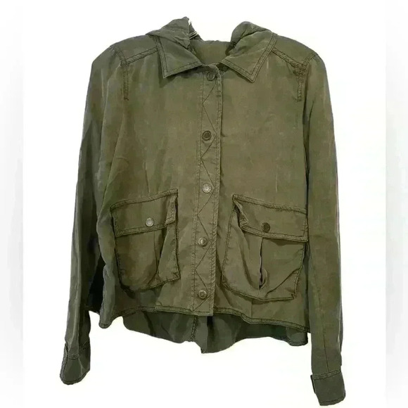 Free People Green Utility Hooded Jacket Size S - Picture 1 of 6